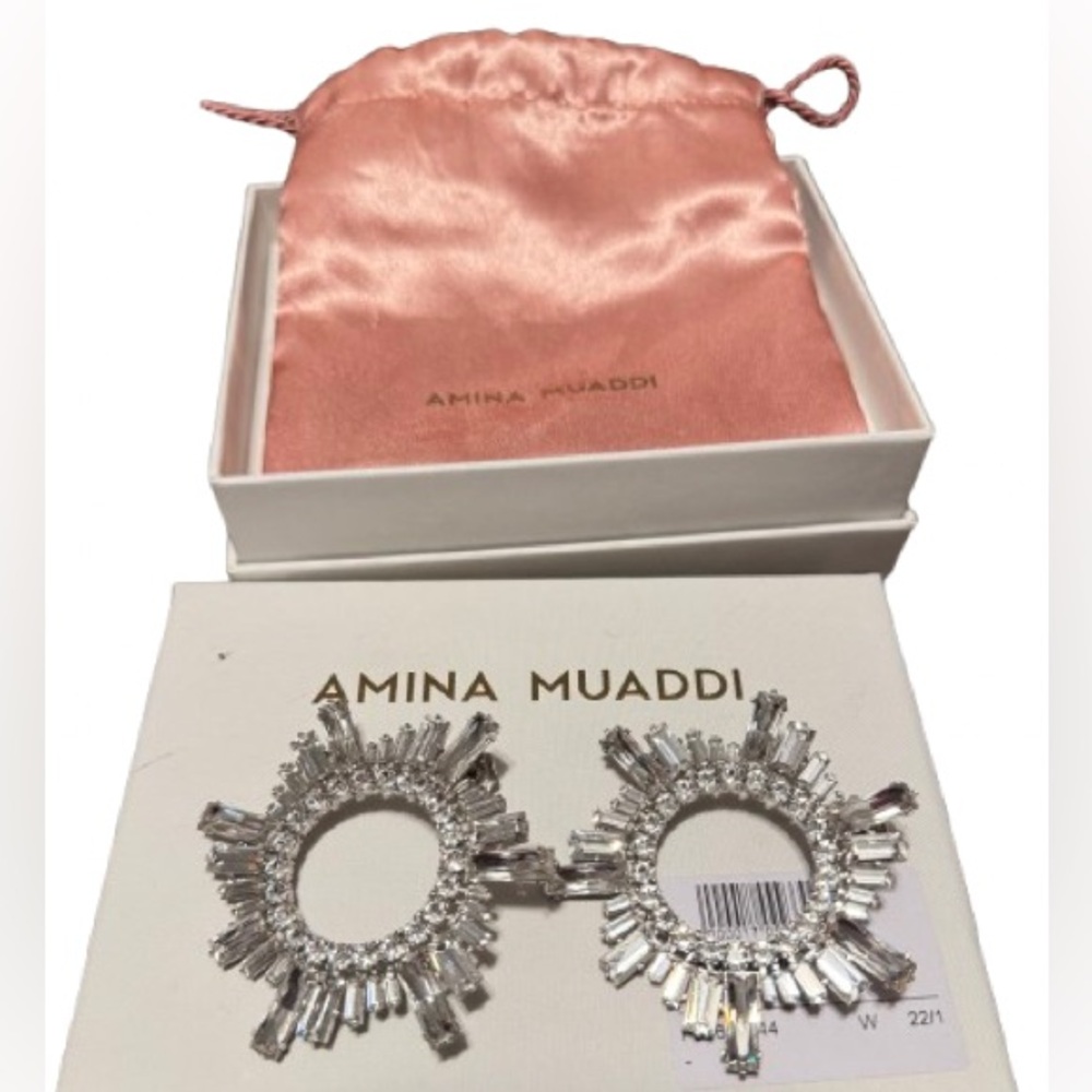 Amina Muaddi Silver Begum Statement Earrings